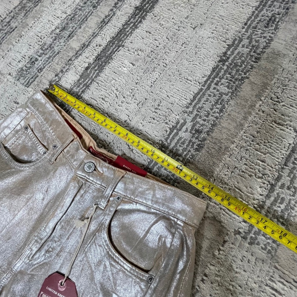 NEW Lucky Brand Legend Silver Metallic Barrel Leg Jeans High Rise Ankle 4/27‎ A - Picture 11 of 13